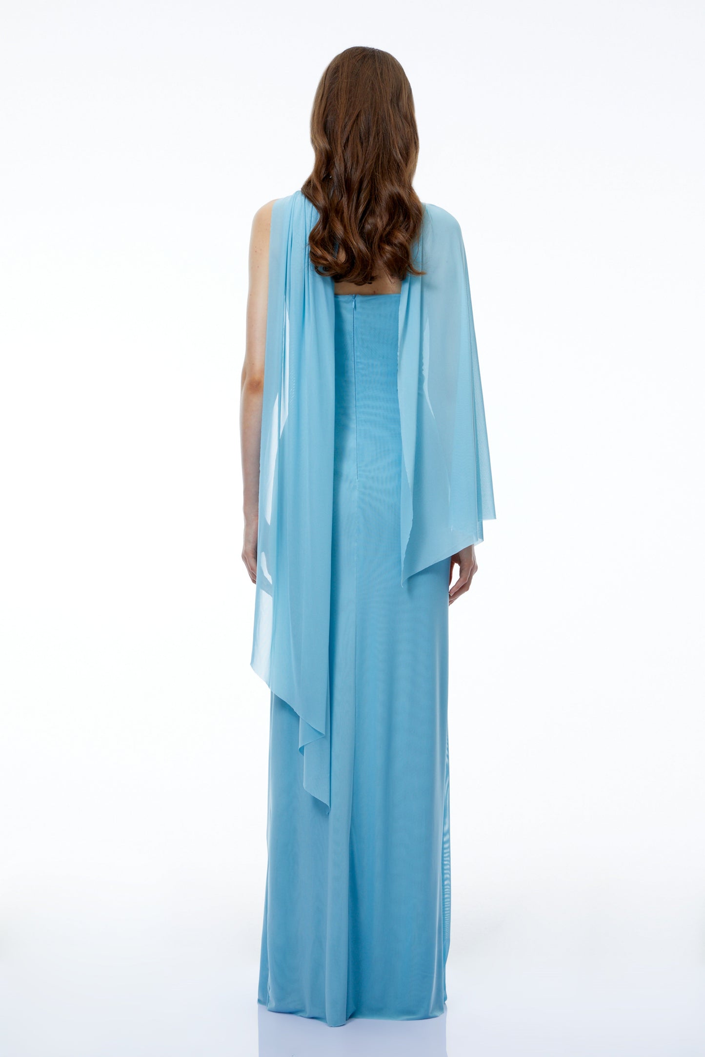 Ophelia Blue Off Shoulder Ruched Maxi Dress