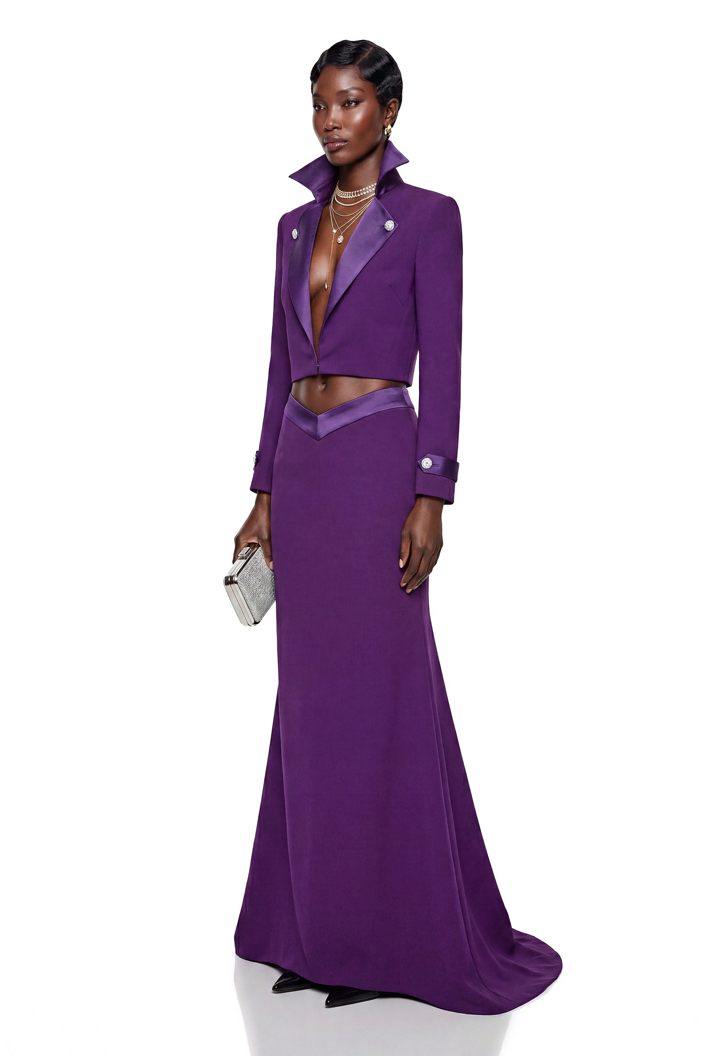 Ophelia Purple Cropped Blazer & Skirt Set