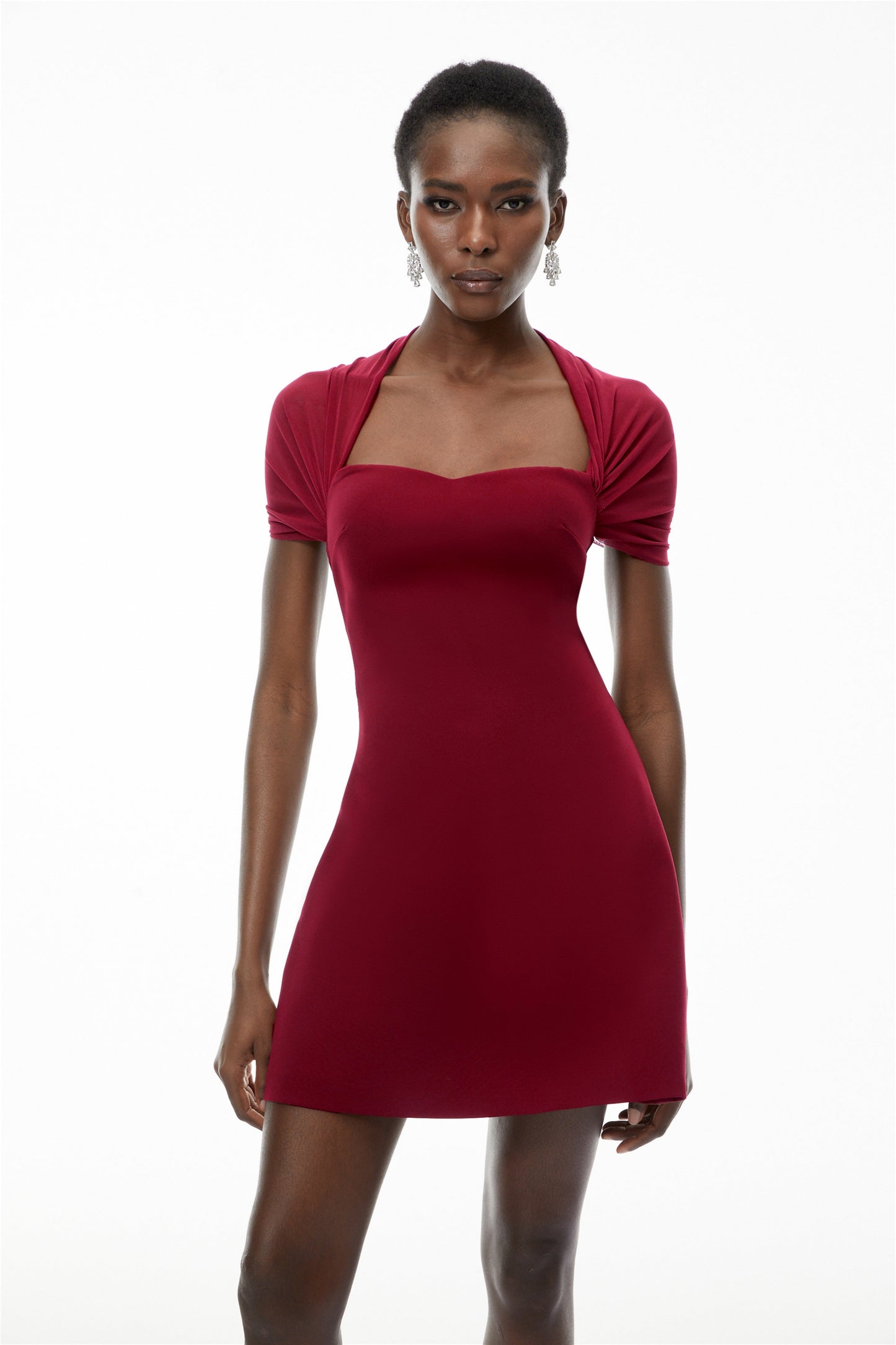 Phoebe Red Sweetheart Neckline Mini Dress