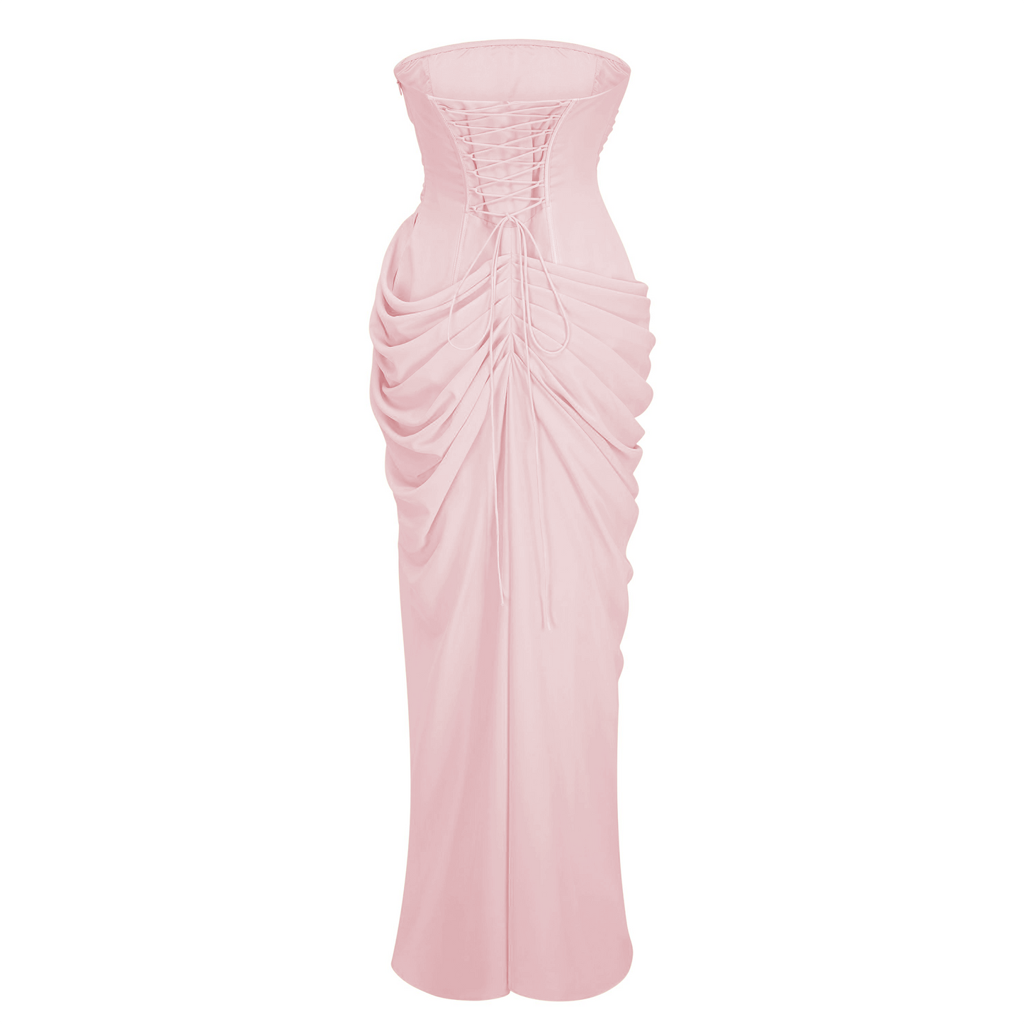 Safiya Pink Ruched Maxi Dress with Cross Front