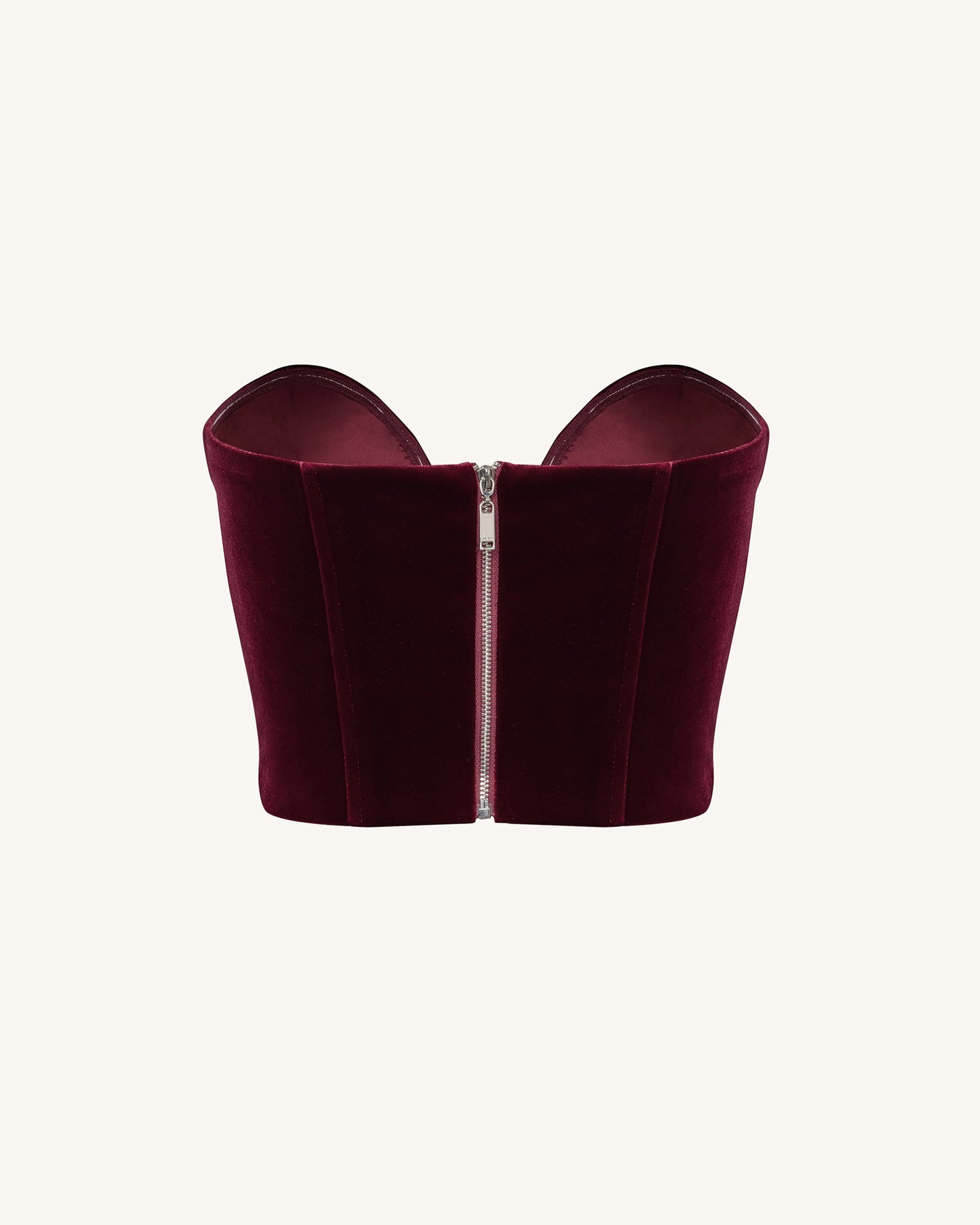 Anna Derin Yaka Kadife Korse Model Üst / Bluz - Bordo