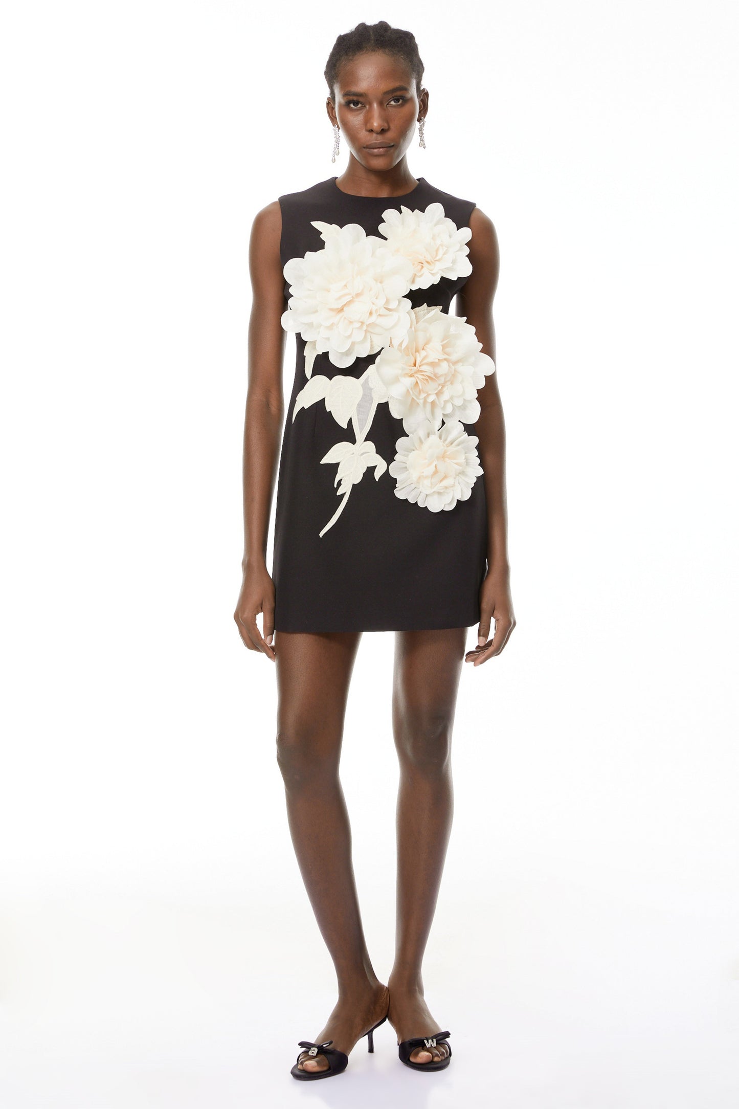 Toril Black Color Blocked 3D Petal Mini Dress