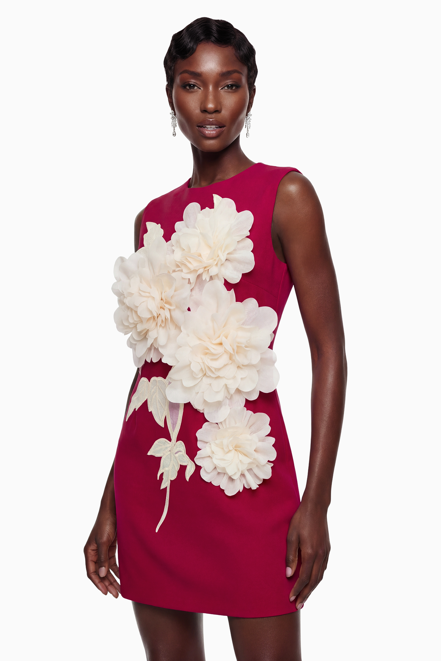 Toril Kırmızı Bloklu 3D Petal Mini Elbise