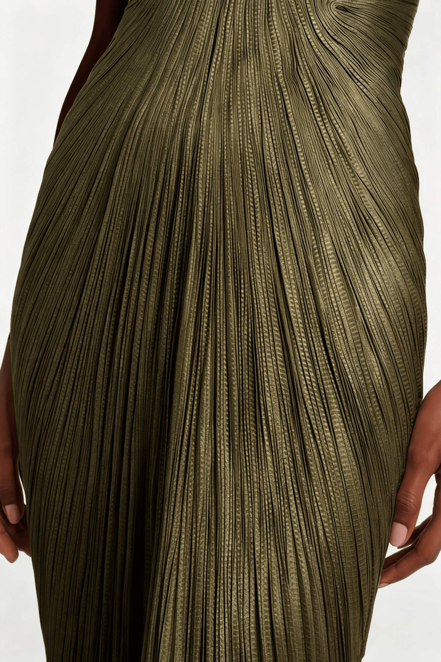 Xrystyna Gold Metallic Ruched Maxi Dress