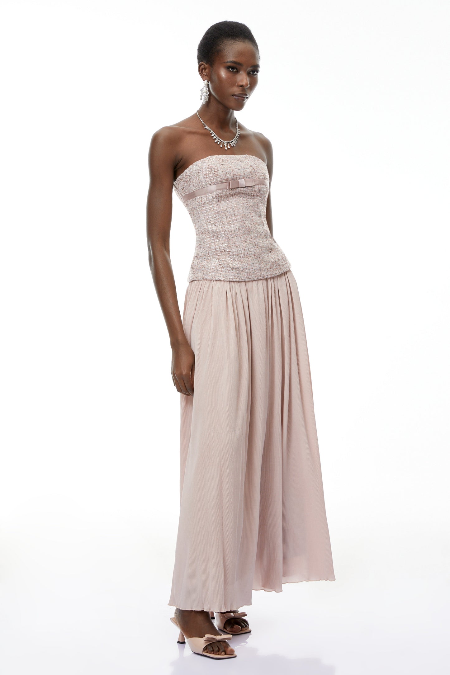 Zephyrine Pink Off Shoulder Ruched Maxi Dress