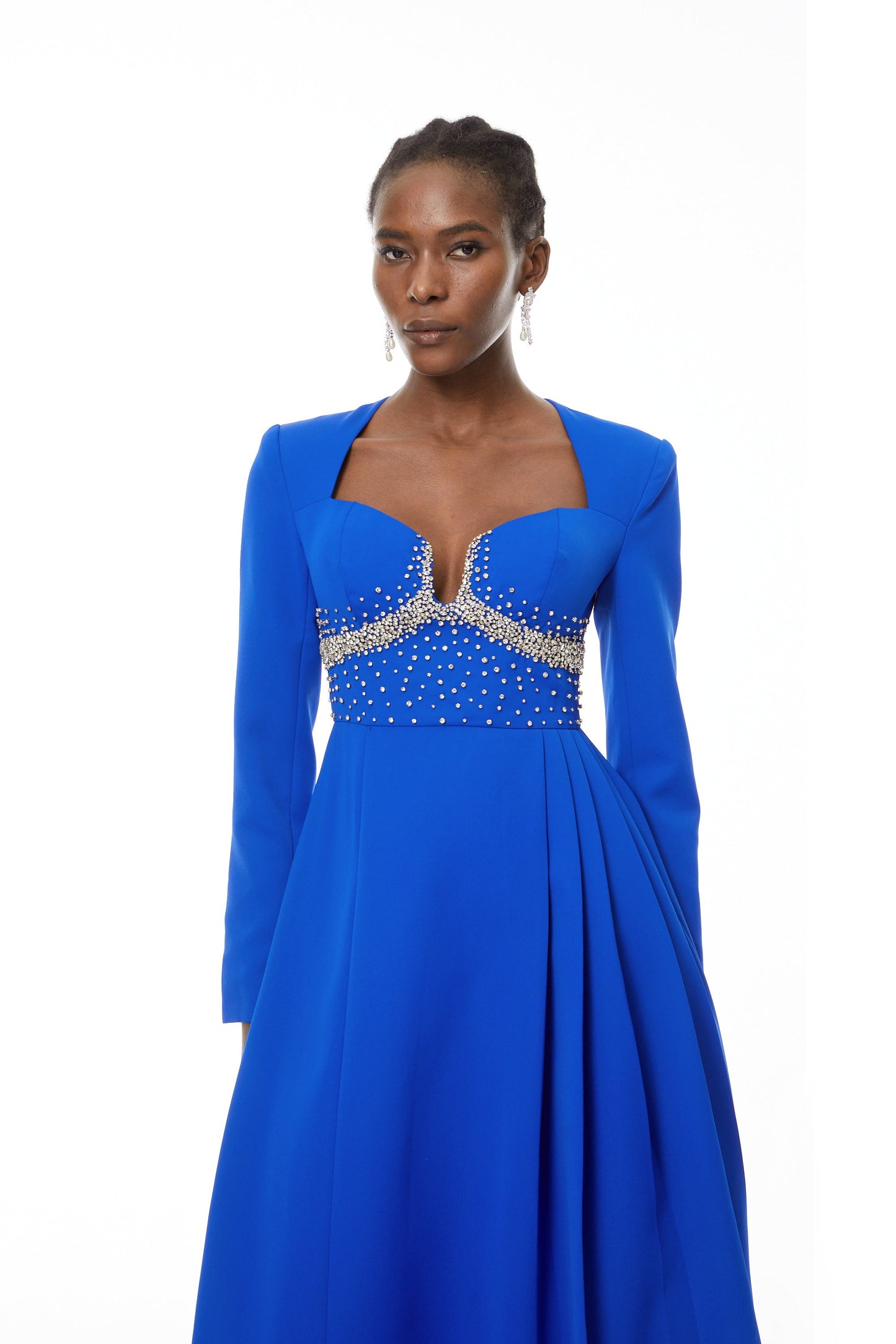Zosia Blue Crystal Embellished Maxi Dress