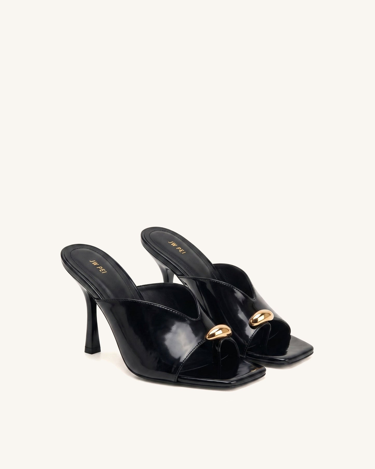 Noemi Square-Toe Hardware Mules - Black