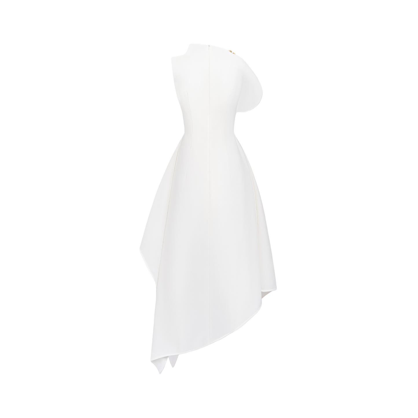 Liana White Asymmetrical Flared Midi Dress