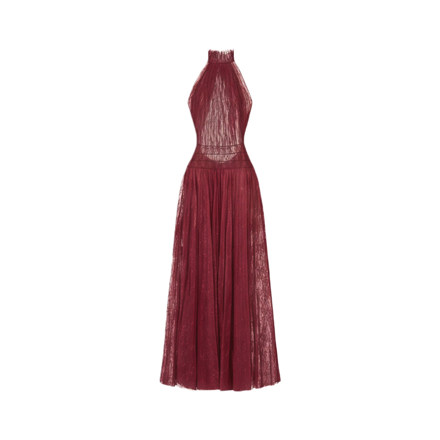 Amandine Red Halterneck Semi-sheer Maxi Dress