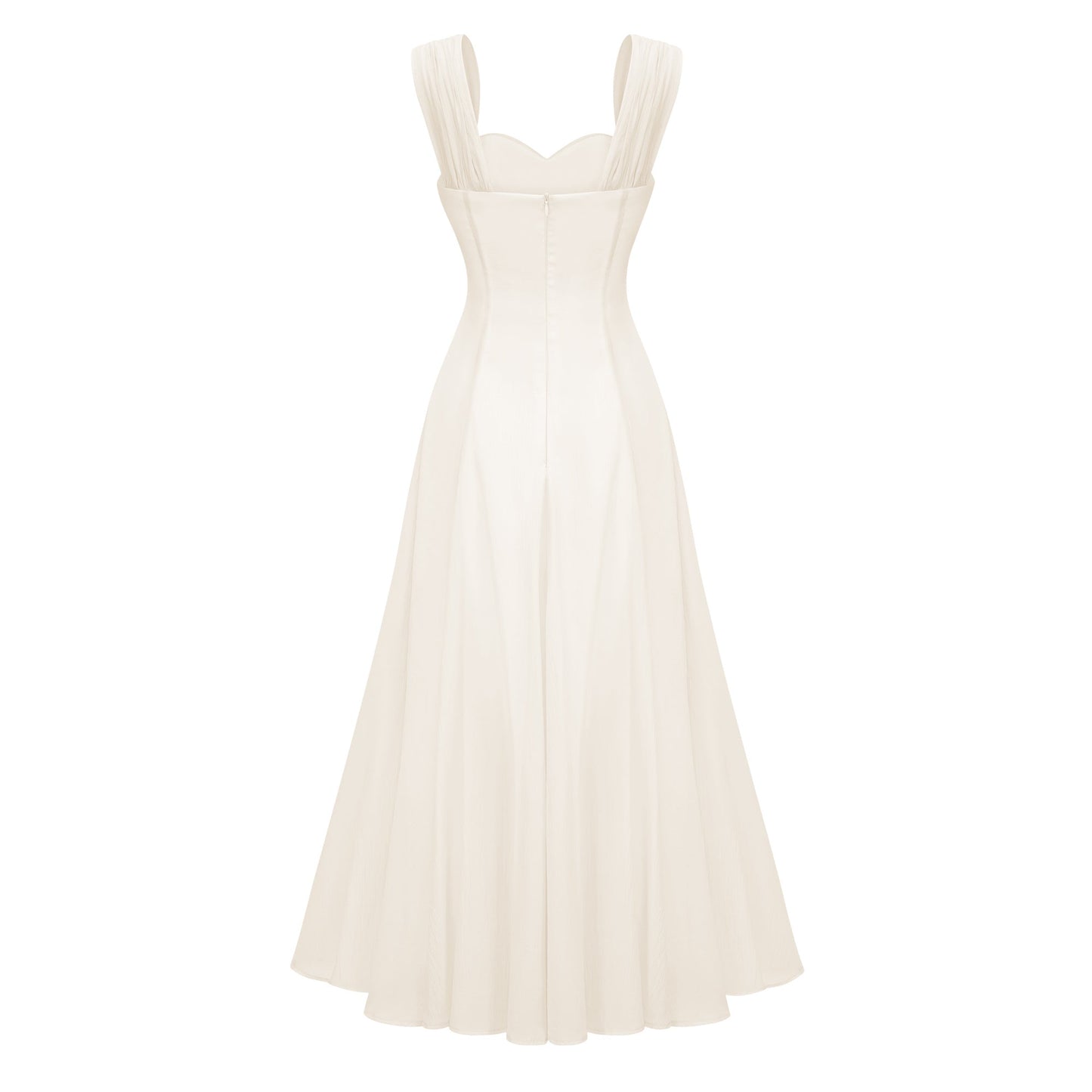 Érasme Cream White Flounced Midi dress