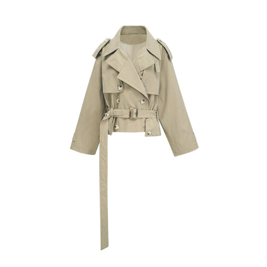 Justine belted-waist trench coat