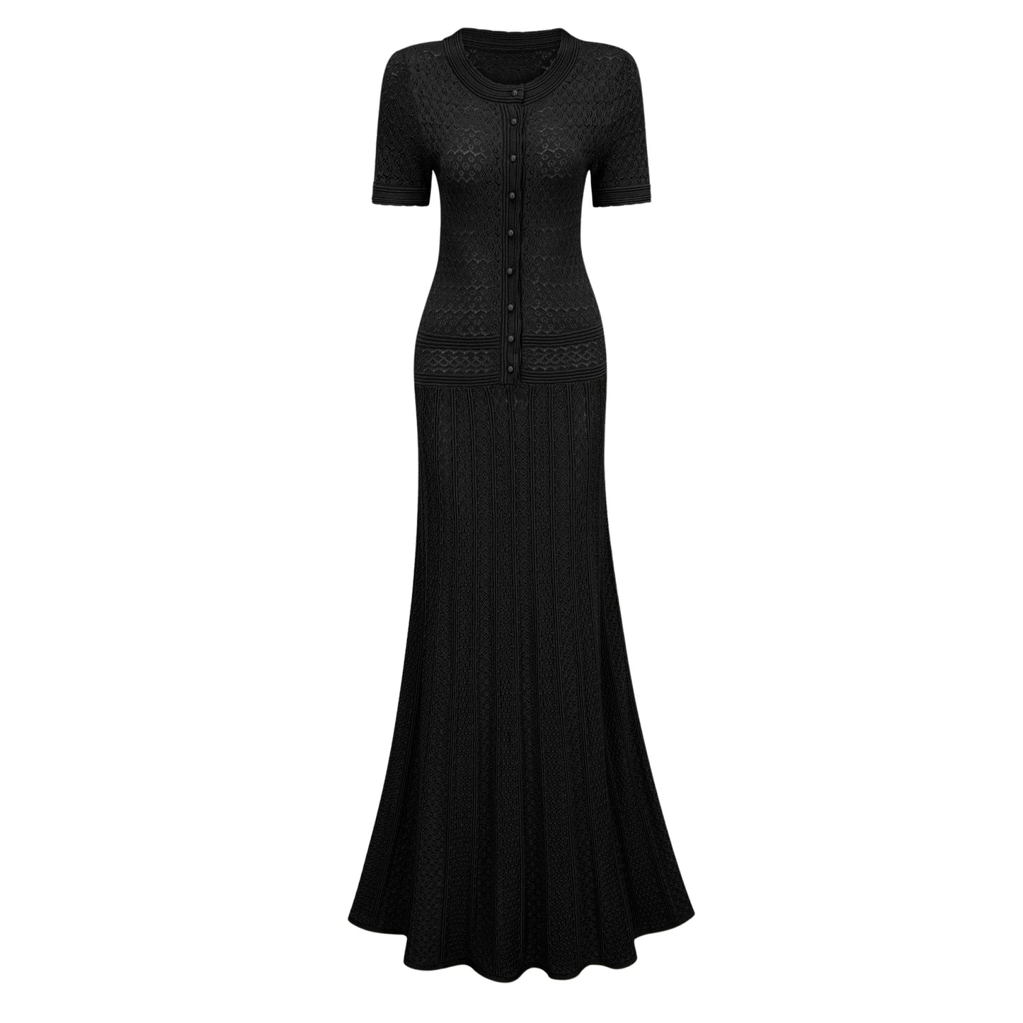 Siena Shirred Crochet-Knit Maxi Dress