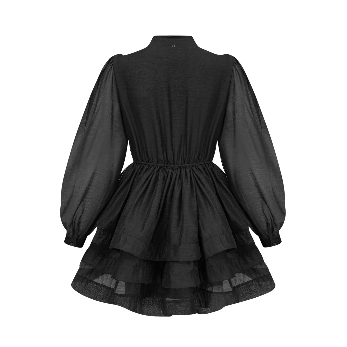 Élodie siyah katmanlı kloş mini elbise