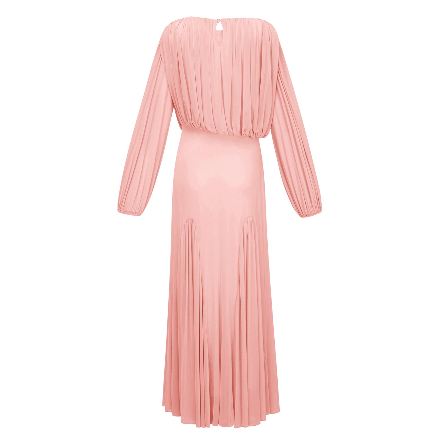 Annabelle Pink Lantern Sleeve Pleated Maxi Dress