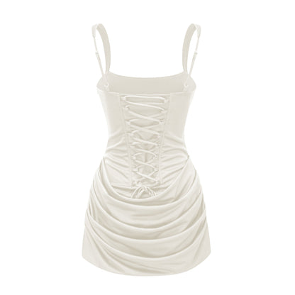 Paulette Beyaz Dantelli Bodycon Mini Elbise