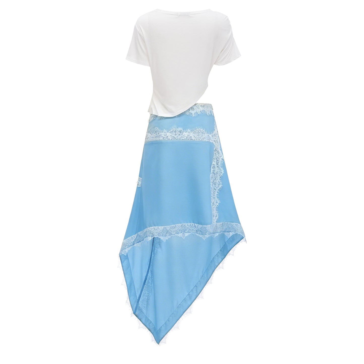 Fiamma Blue Gathered Lace Panel Maxi Dress