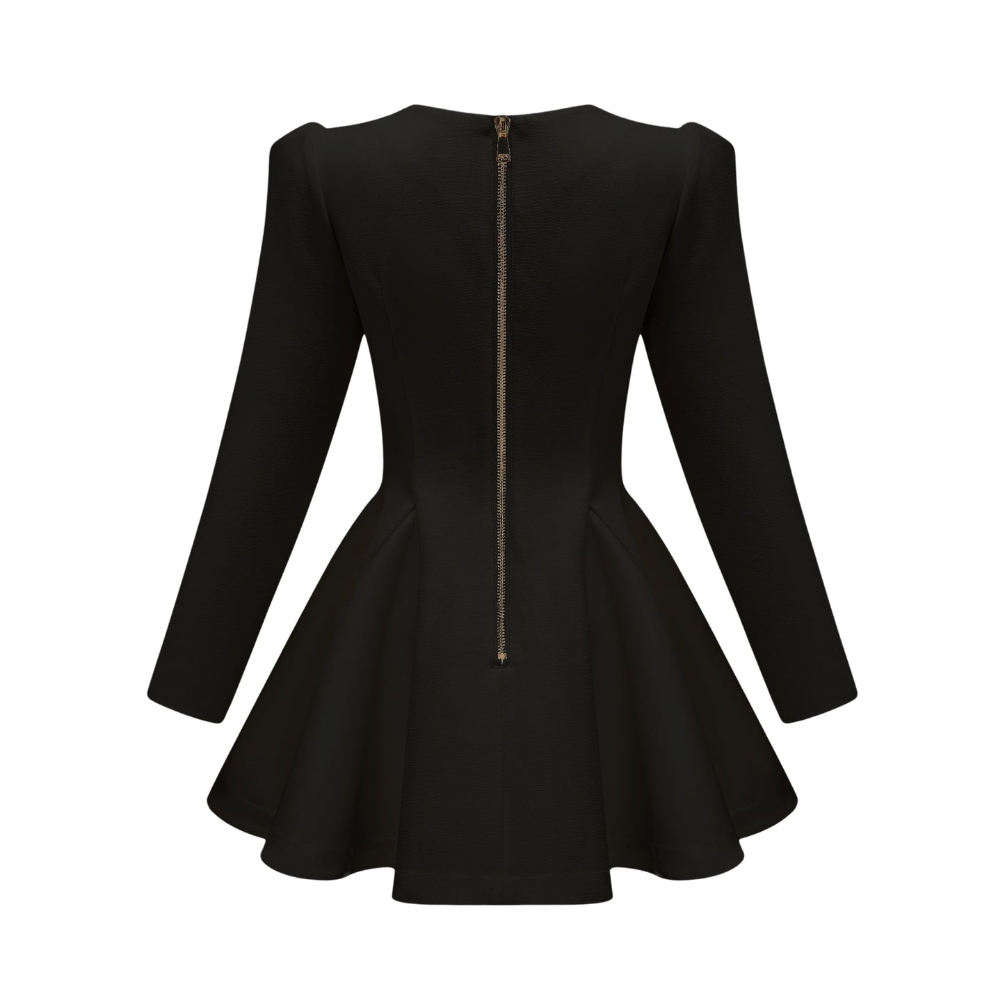 Élise Siyah pilili peplum etekli blazer elbise