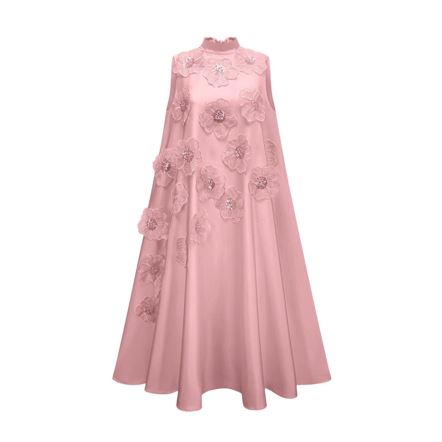 Émilie sleeveless floral-applique midi dress in Pink