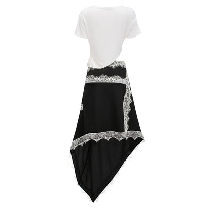 Fiamma Color Block Gathered Lace Panel Maxi Dress