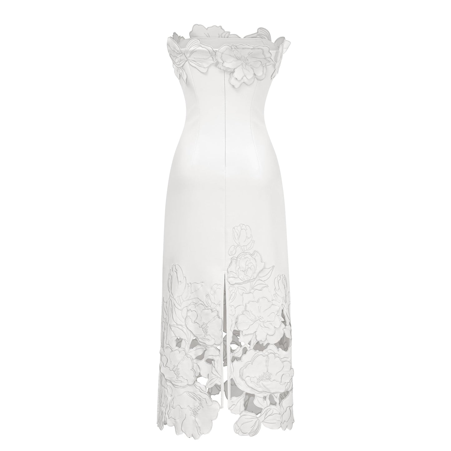 Inga White Strapless Floral Embroidered Maxi Dress