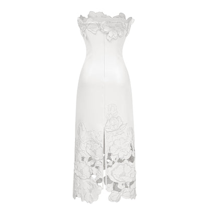 Inga White Strapless Floral Embroidered Maxi Dress