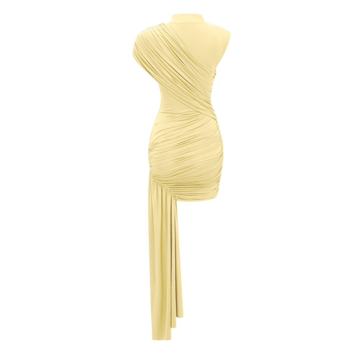 Fée Sarı Asimetrik Dantelli Mini Elbise