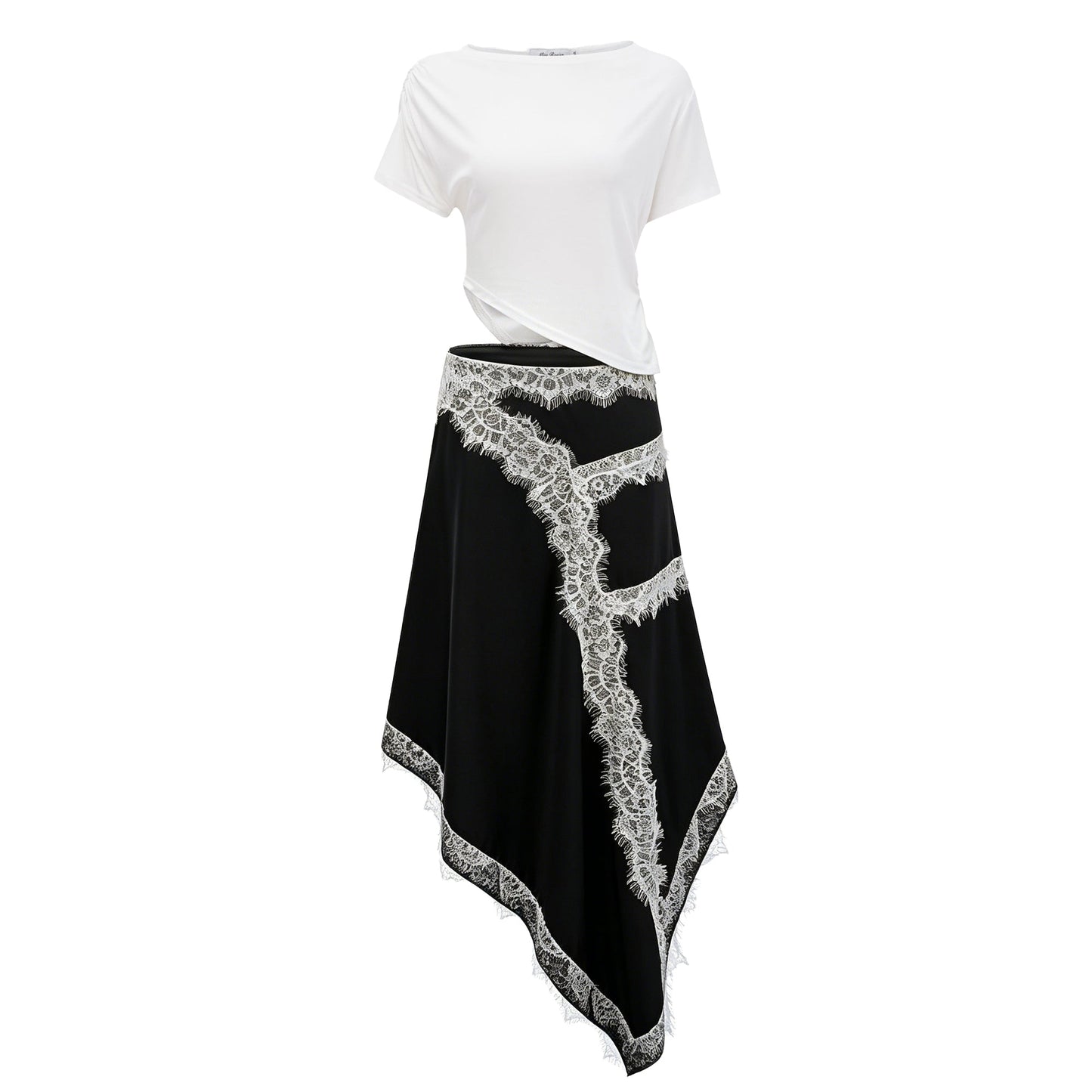 Fiamma Color Block Gathered Lace Panel Maxi Dress