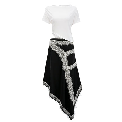 Fiamma Color Block Gathered Lace Panel Maxi Dress