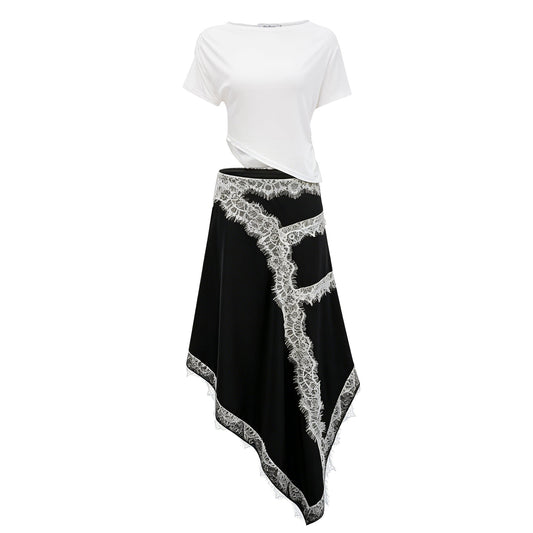 Fiamma Color Block Gathered Lace Panel Maxi Dress