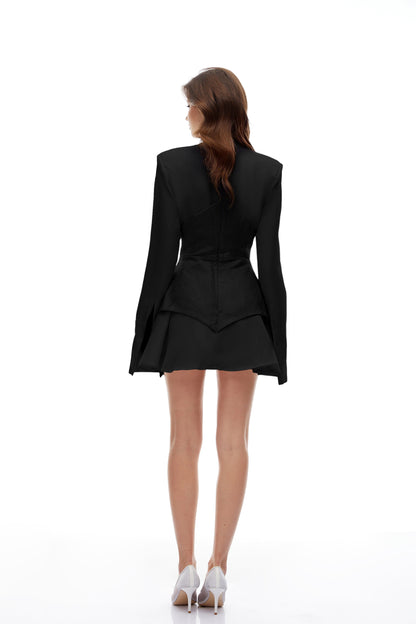 Veronica Black Rhinestone Embellished Mini Dress