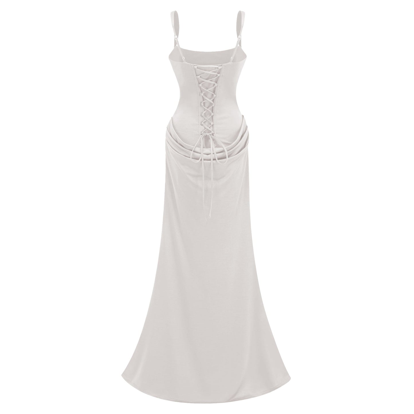 Paulette White Ruched Corset Maxi Dress