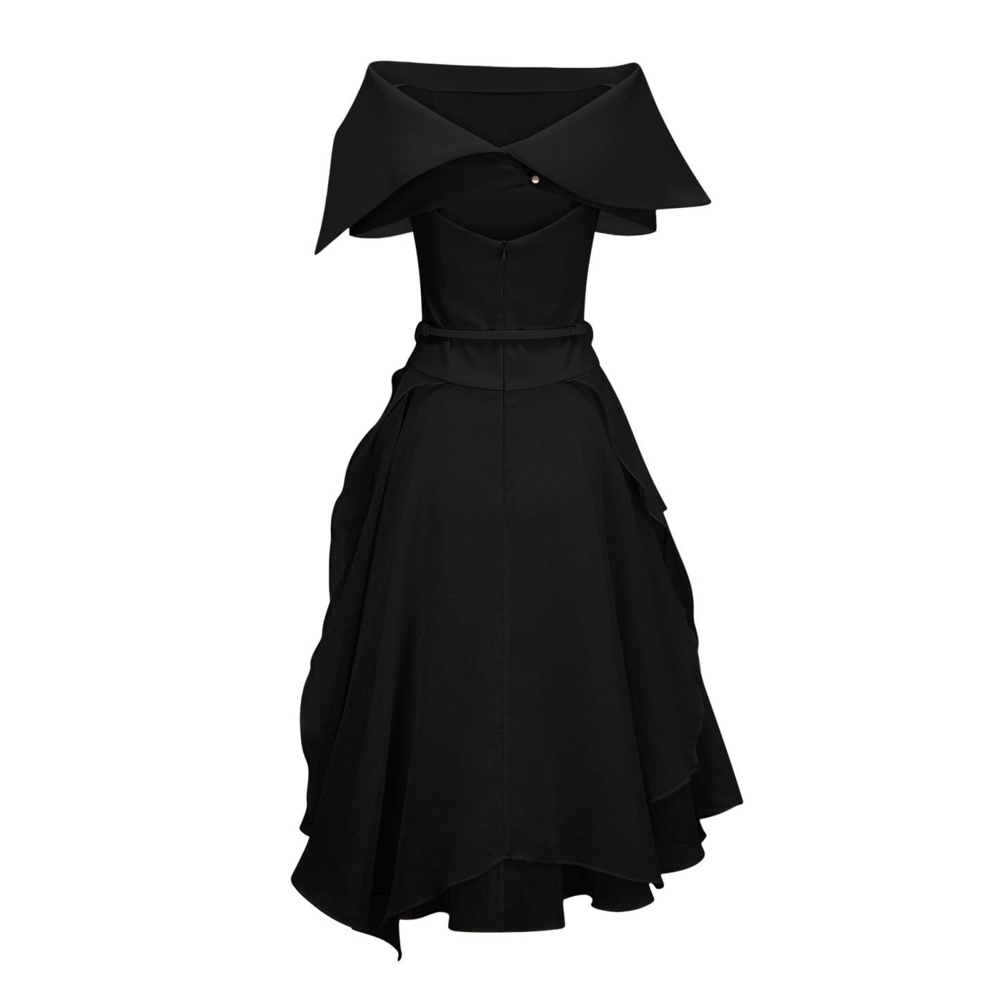 Aria Black Asymmetrical Shawl & Tulle Panel Dress Set