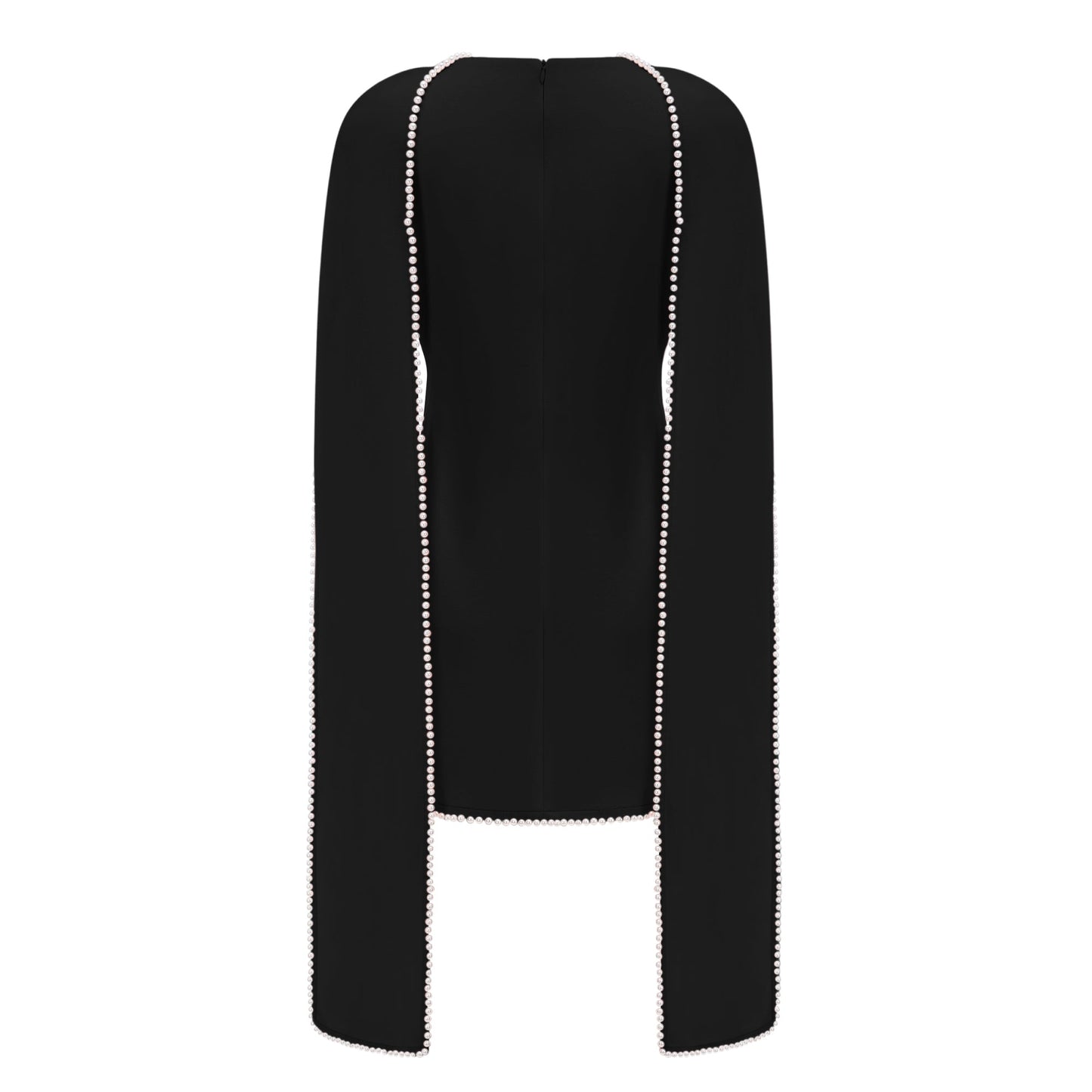 Piroska Black Sleeveless Pearl Trim Mini Dress