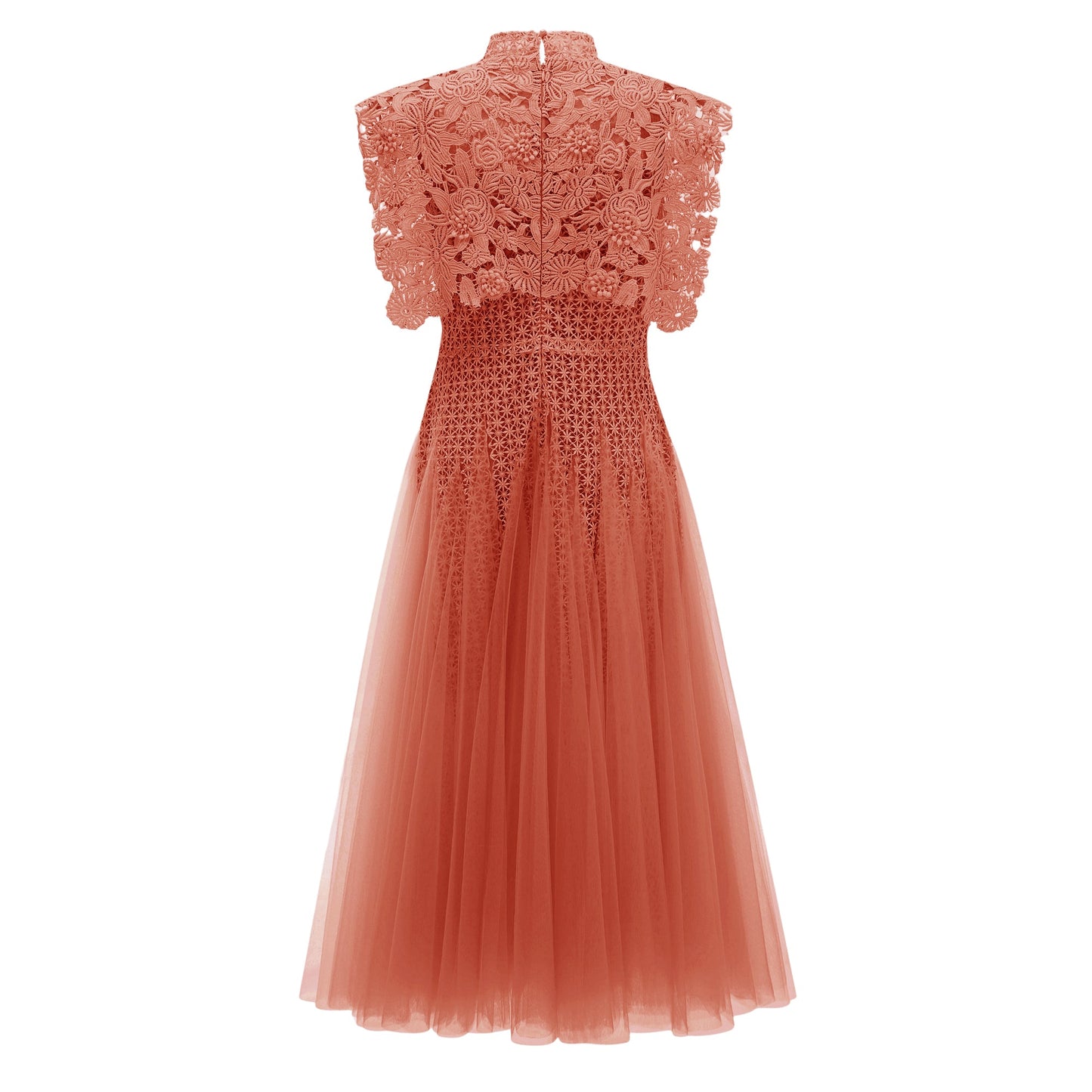 Margaret Orange Floral Crochet Midi Dress