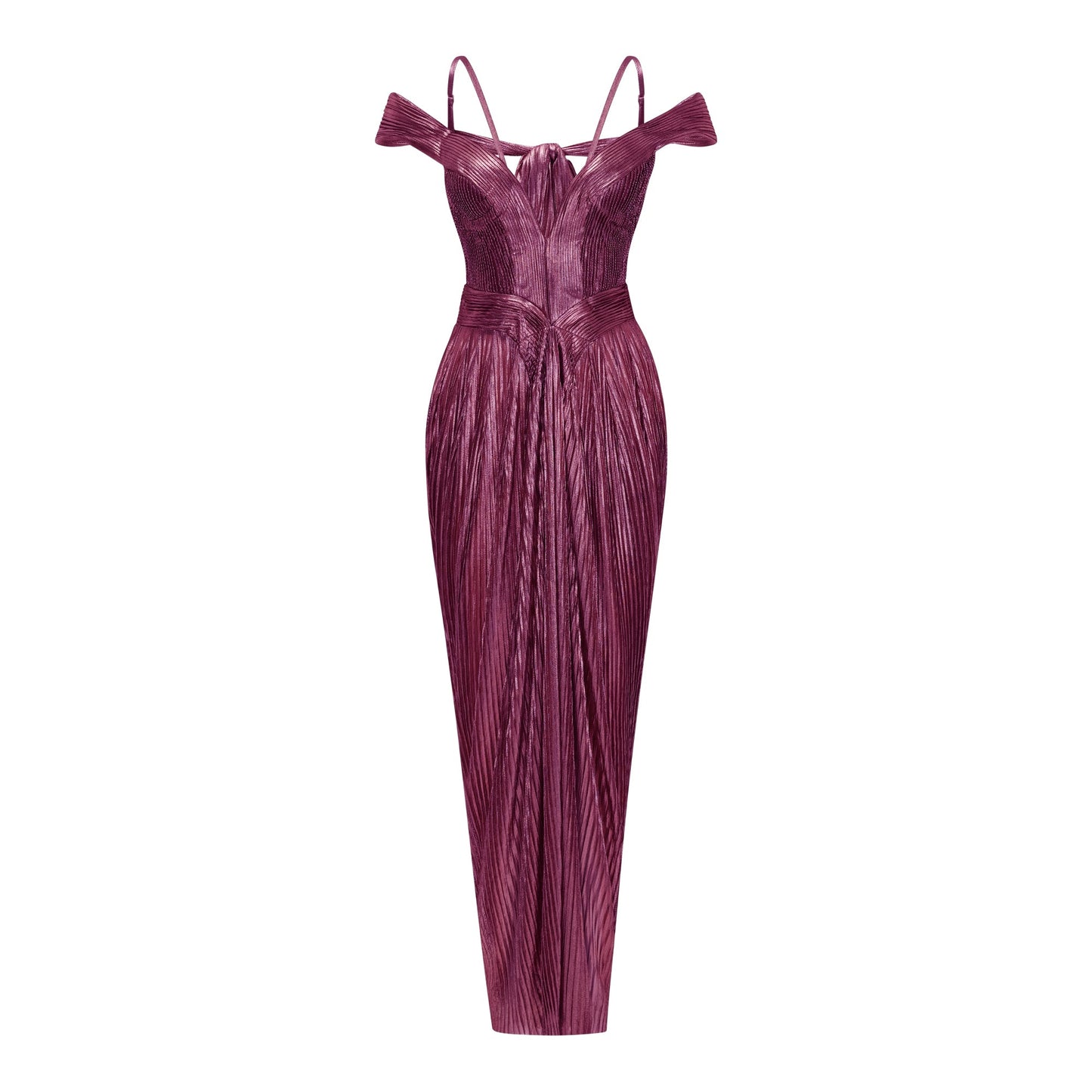Marise Pink Draped Satin Maxi Dress