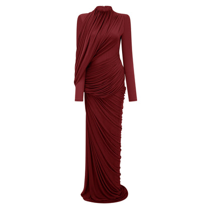 Arlette Kırmızı Asimetrik Dantelli Maxi Elbise