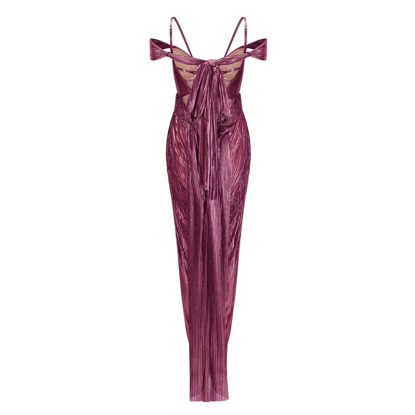 Marise Pink Draped Satin Maxi Dress