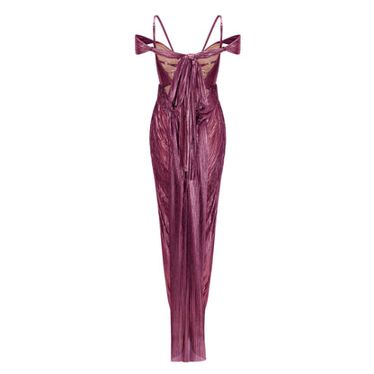 Marise Pink Draped Satin Maxi Dress