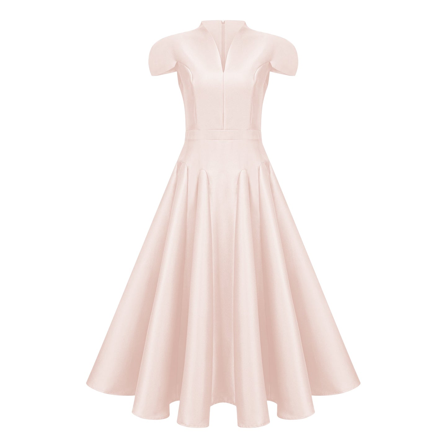Aventin Pink Godet Design Midi Dress