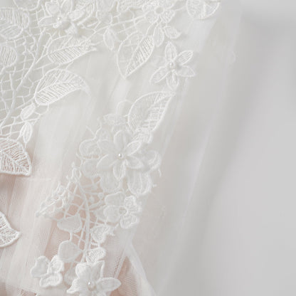 Annabelle Flower-appliqué Tulle Midi Dress (Without Belt)