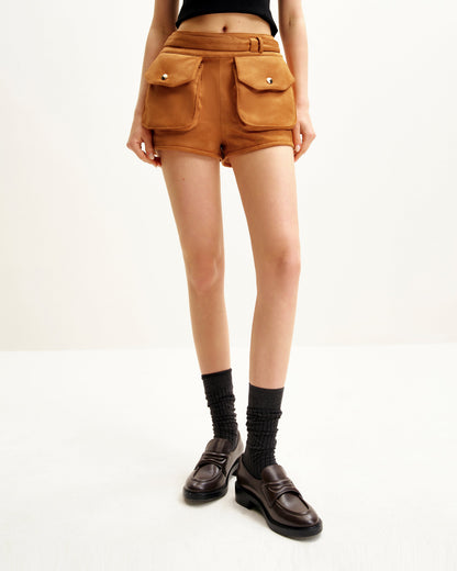 Abigail Yüksek Bel Utility Model Şort - Kahverengi