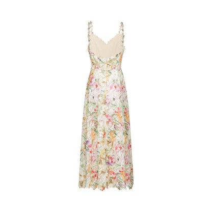 Enora Lace Floral Embroidered Midi Dress