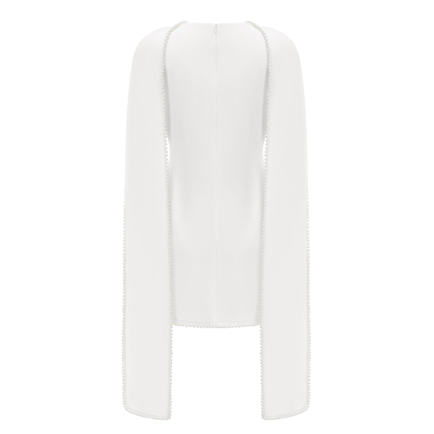 Piroska White Sleeveless Pearl Trim Mini Dress