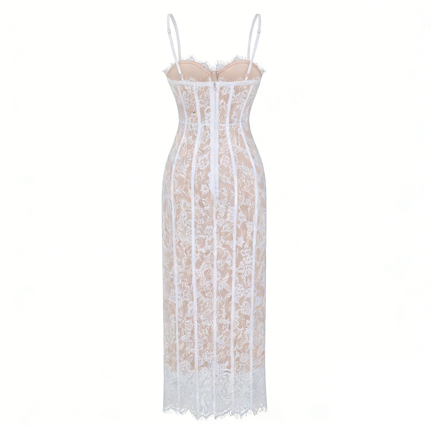 Giorgia White Floral Lace Corset Maxi Dress