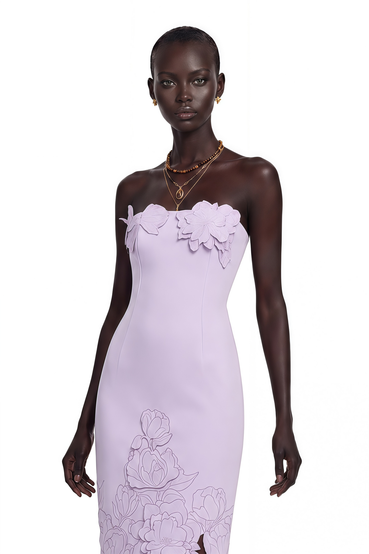 Inga Purple Strapless Floral Embroidered Maxi Dress