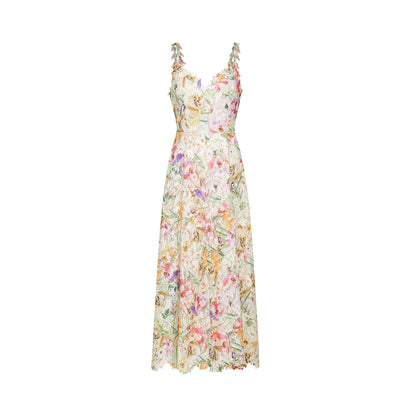 Enora Lace Floral Embroidered Midi Dress