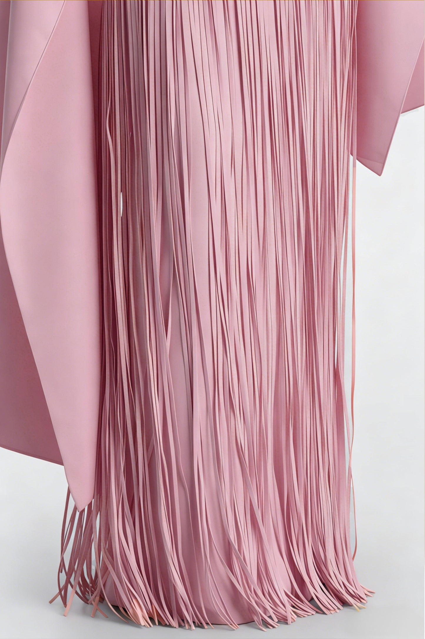 Cayetana Pink Fringe Maxi Dress with Cape Effect