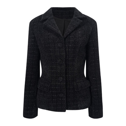 Ariadna Black Tweed Jacket & Satin Skirt Set