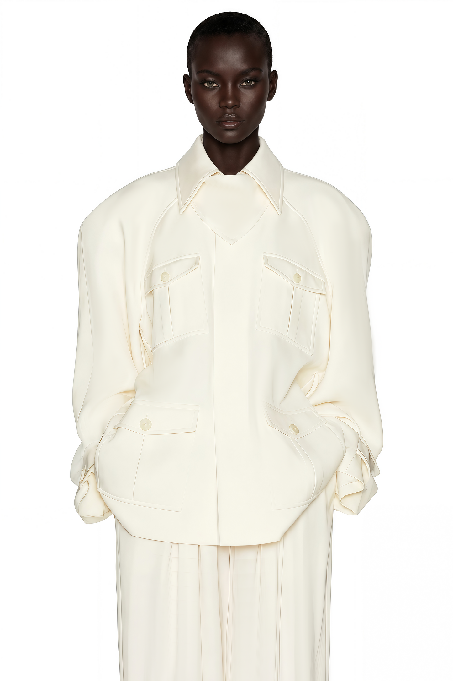 Ambre Cream White Belted Trench Coat
