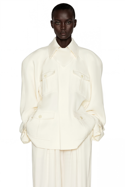 Ambre Cream White Belted Trench Coat